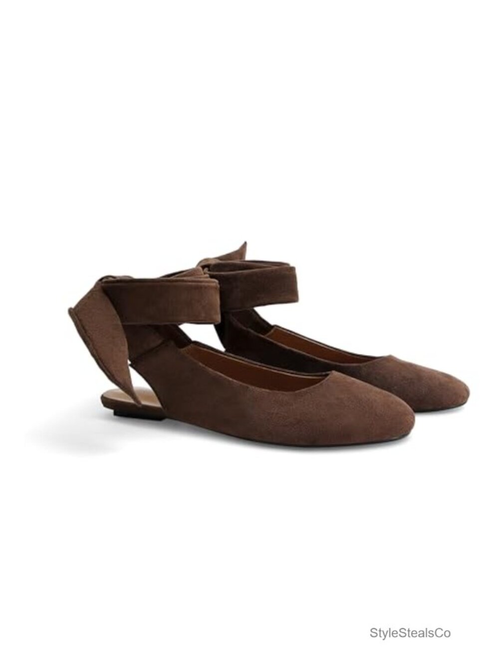 Lace Up Ballet Flats Faux Leather Slingback Ankle Strap Round Toe Casual Dressy